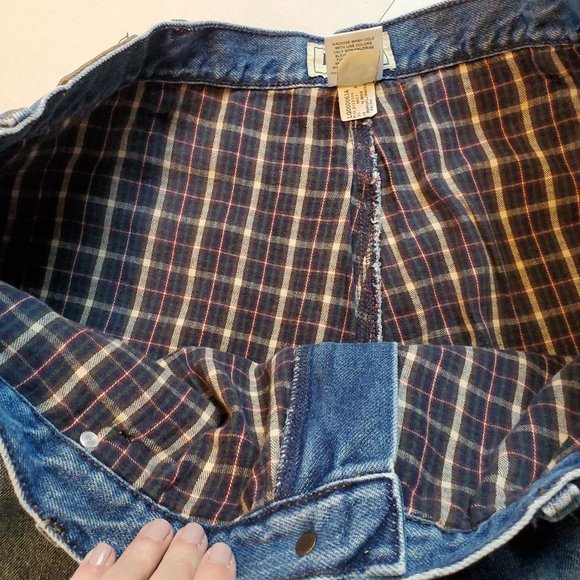 Vintage Men's L.L. Bean Relaxed Fit Flannel Plaid Lined Jeans 40x30 - Picture 5 of 15